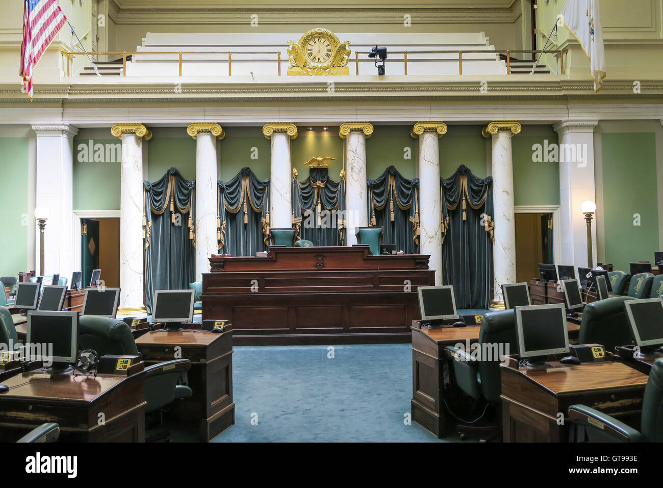 Senate Chamber, State House in Providence, Rhode Island, USA Stock Photo