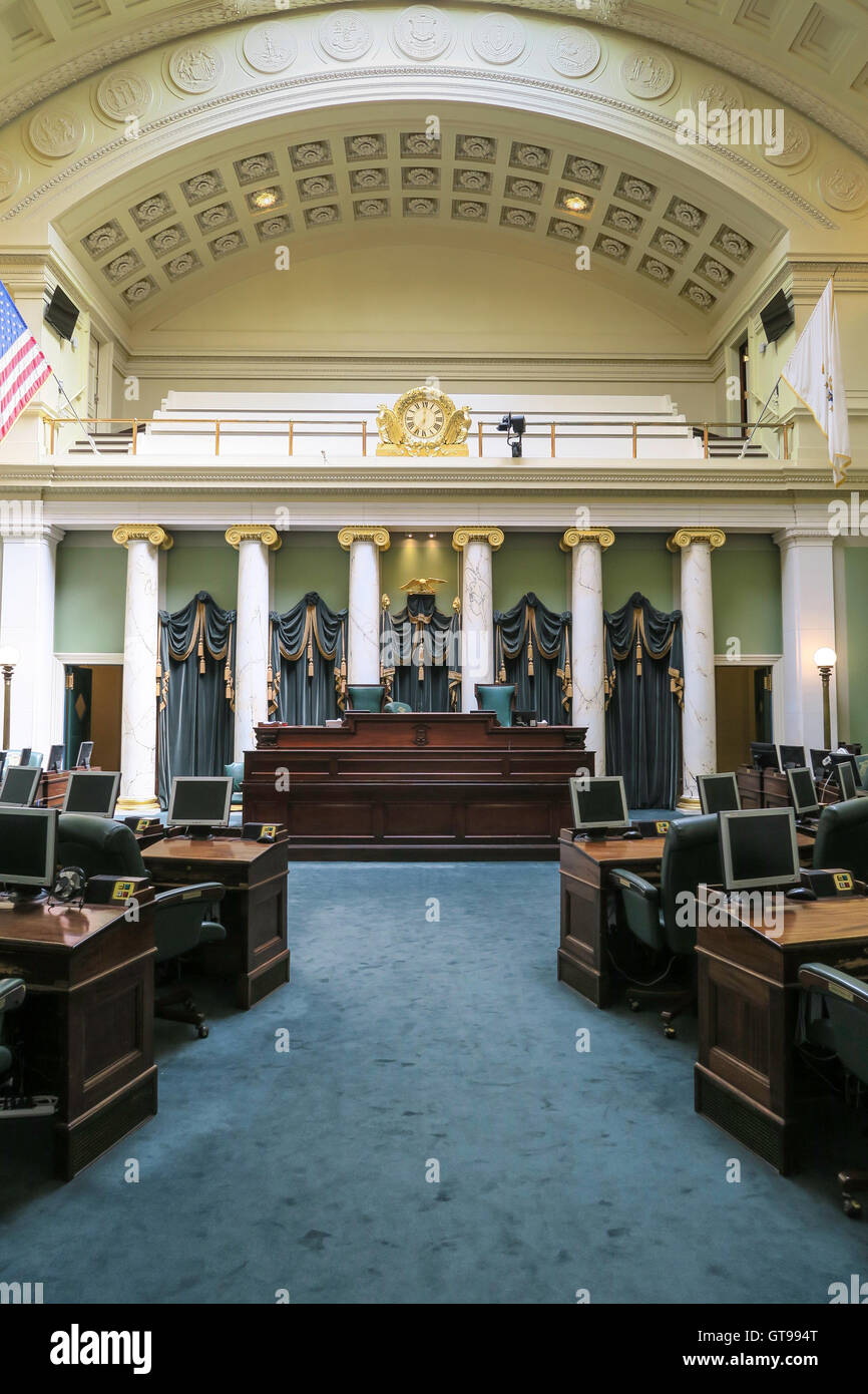 Senate Chamber, State House in Providence, Rhode Island, USA Stock Photo