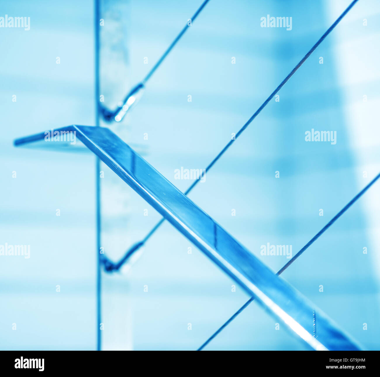 Modern staircase in blue tone Stock Photo - Alamy