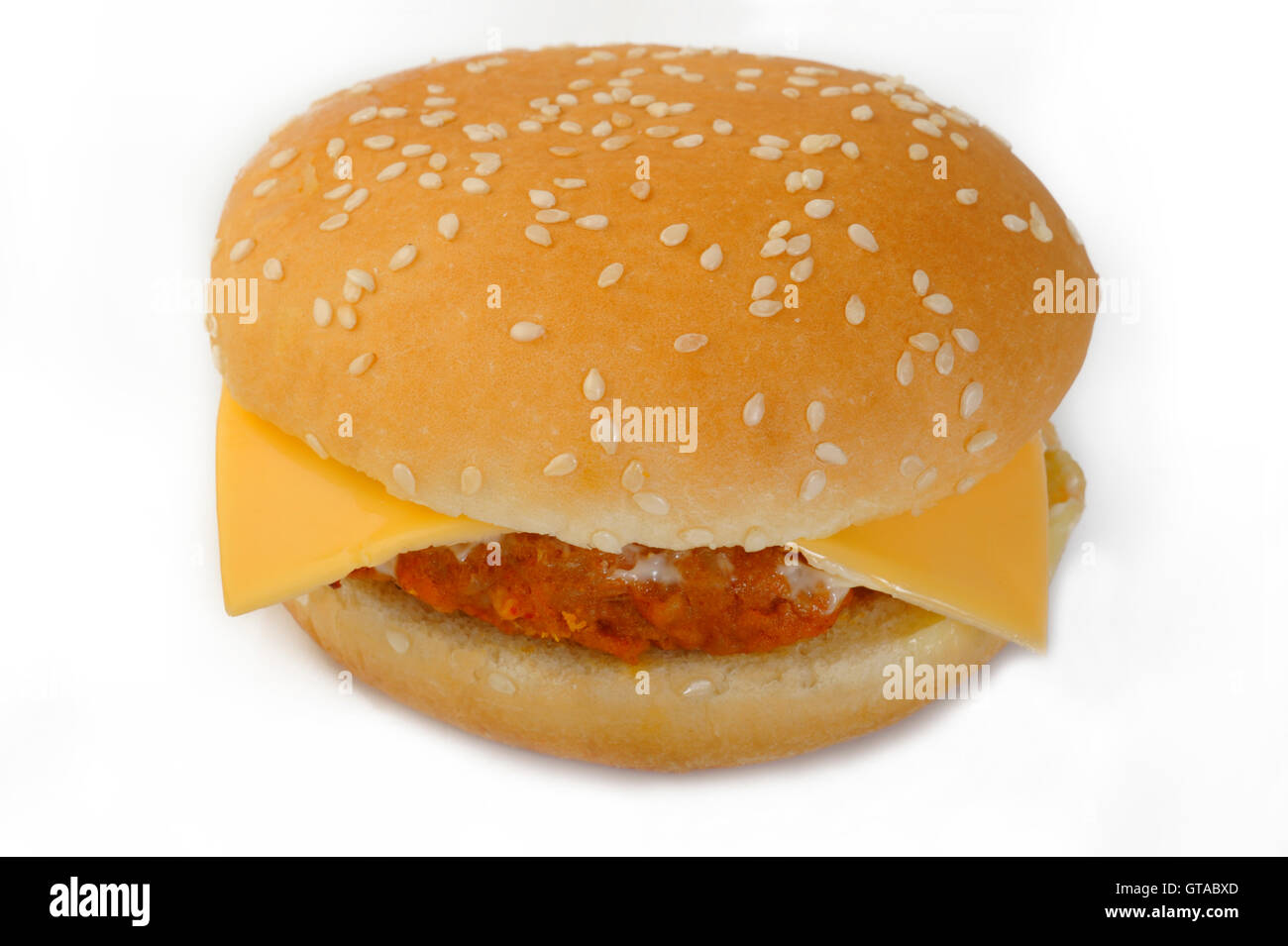 Burger with chicken on white background Stock Photo