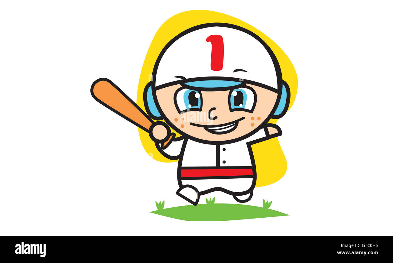 Boy playing baseball vector art Stock Photo