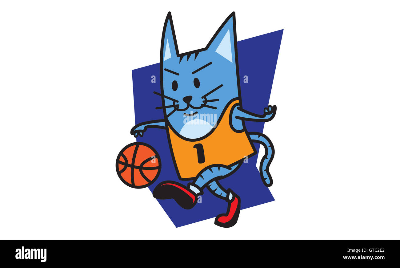 Cat playing basketball vector art Stock Photo Alamy