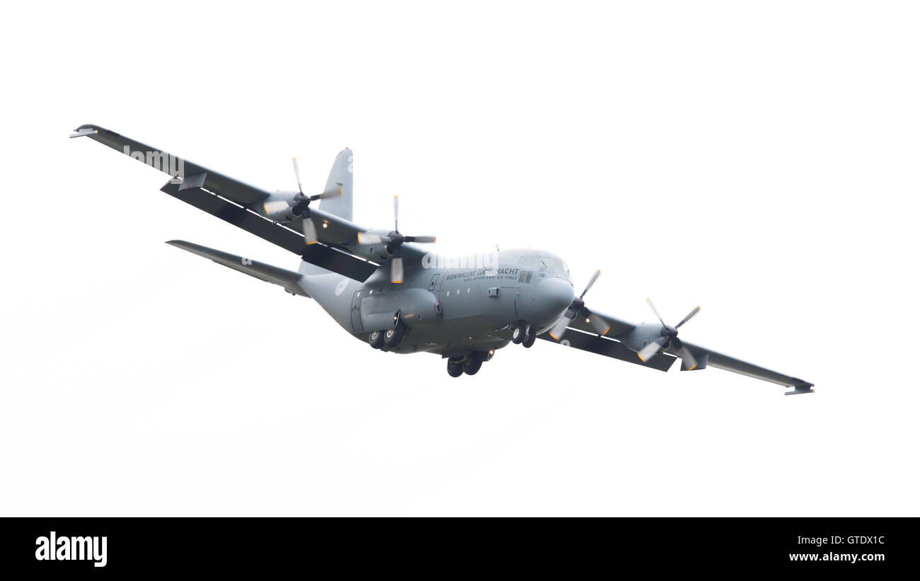 LEEUWARDEN, THE NETHERLANDS - JUNE 10, 2016: Dutch Air Force Lockheed C-130H-30 Hercules (L-382) [G-273] during a demonstration  Stock Photo
