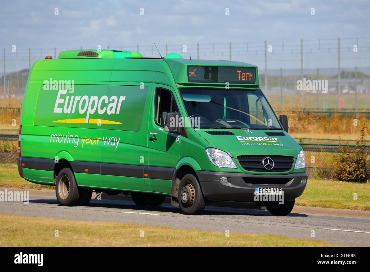 Europcar van near London Heathrow Airport Stock Photo
