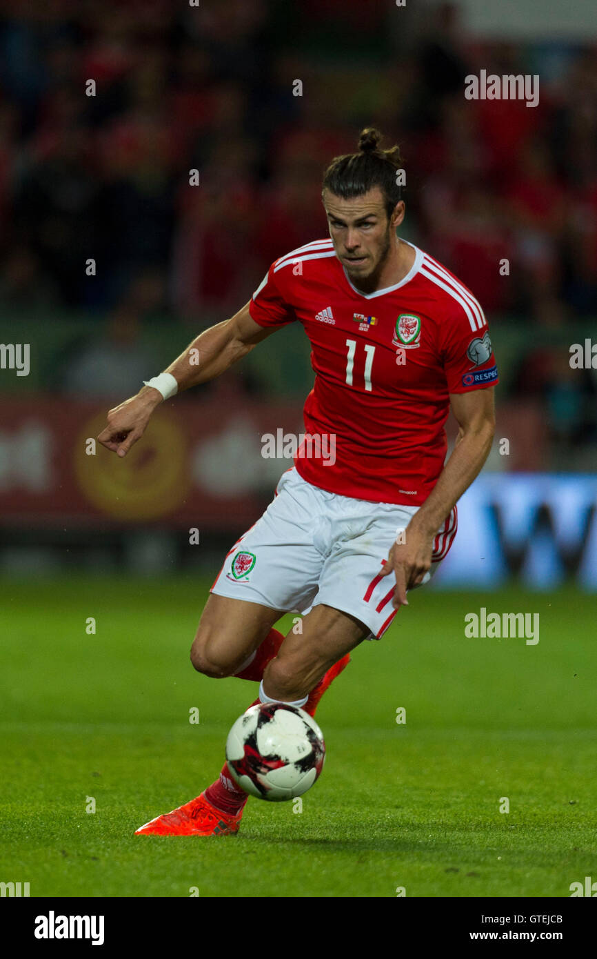 Welsh footballer Gareth Bale in action for Wales football team. Stock Photo