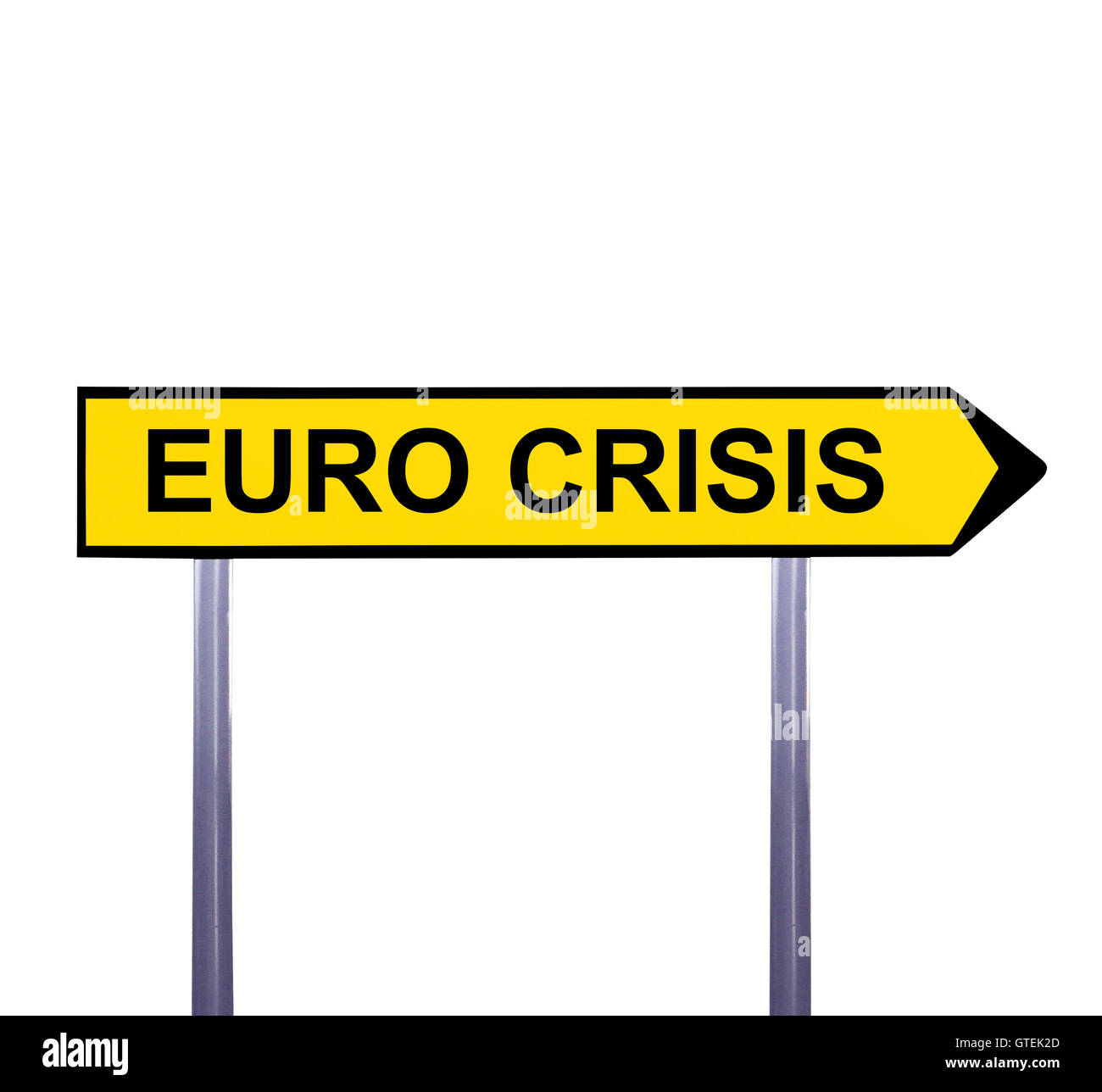 Conceptual arrow sign isolated on white - EURO CRISIS Stock Photo