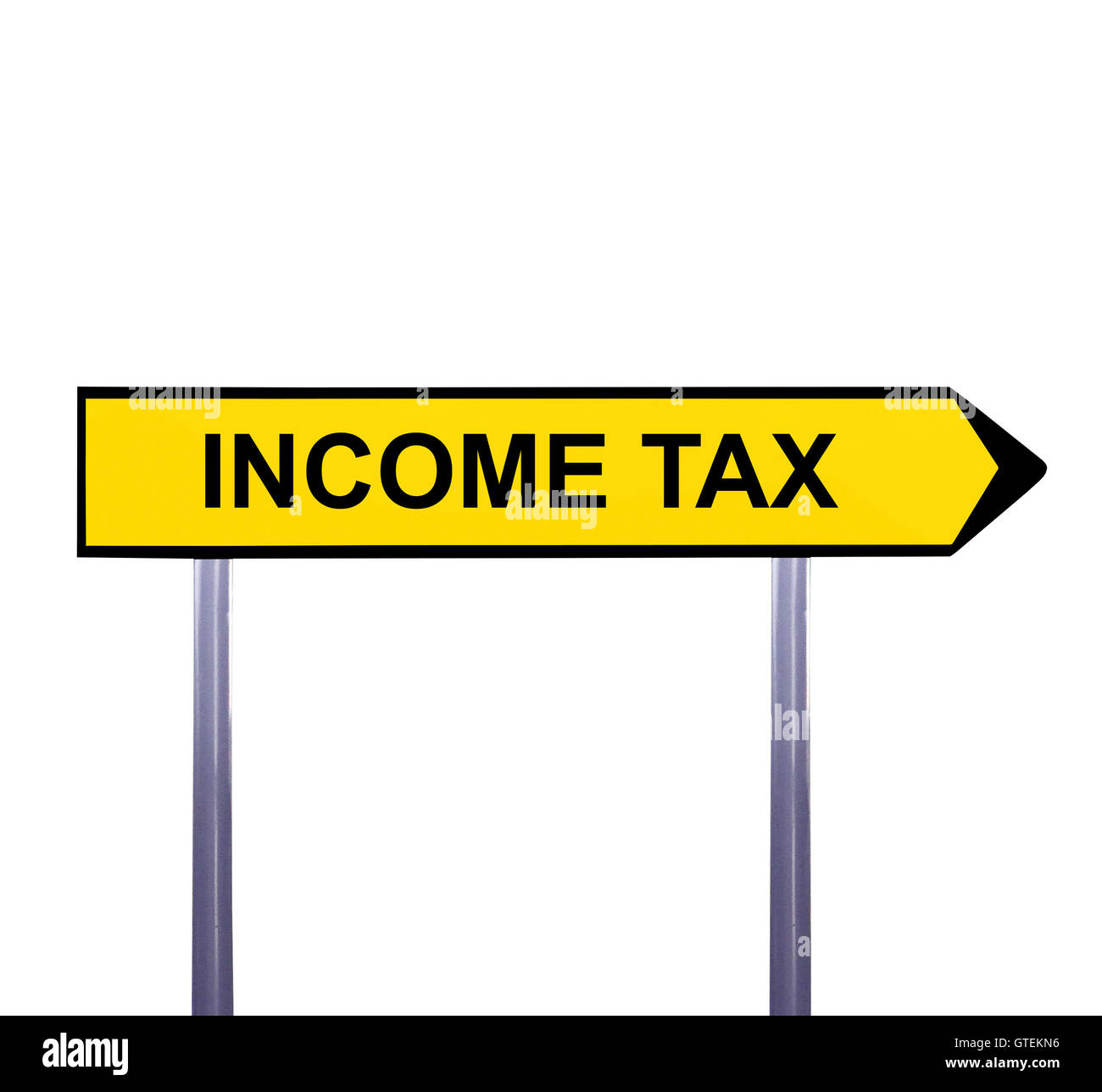 Conceptual arrow sign isolated on white - INCOME TAX Stock Photo