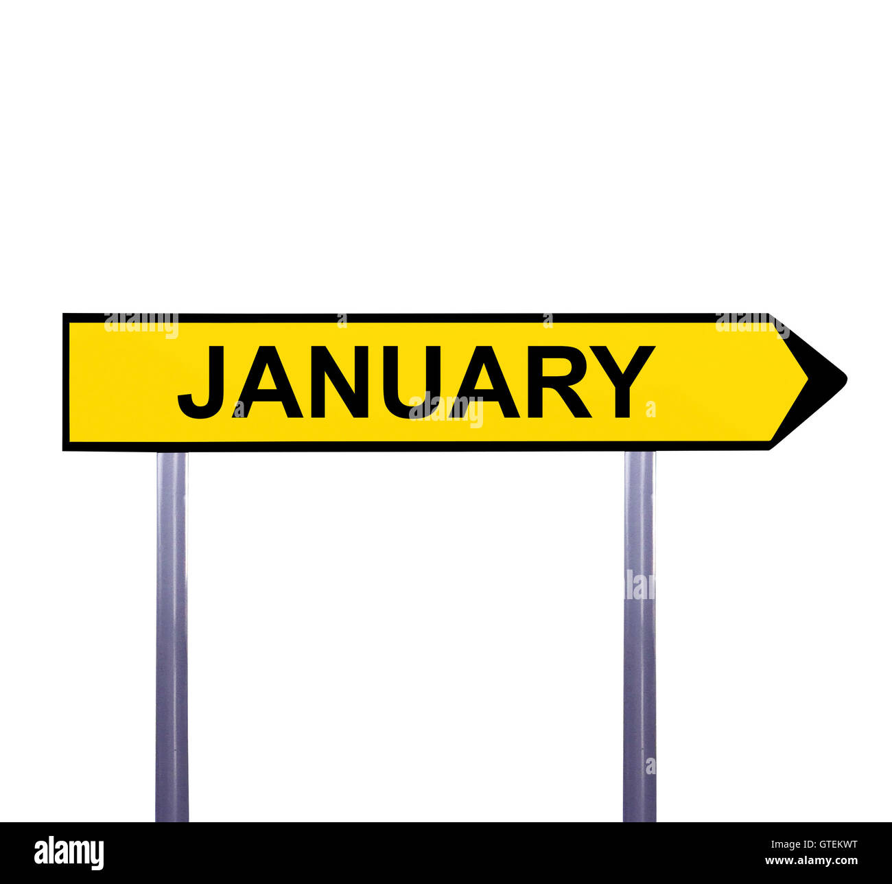Conceptual arrow sign isolated on white - JANUARY Stock Photo - Alamy