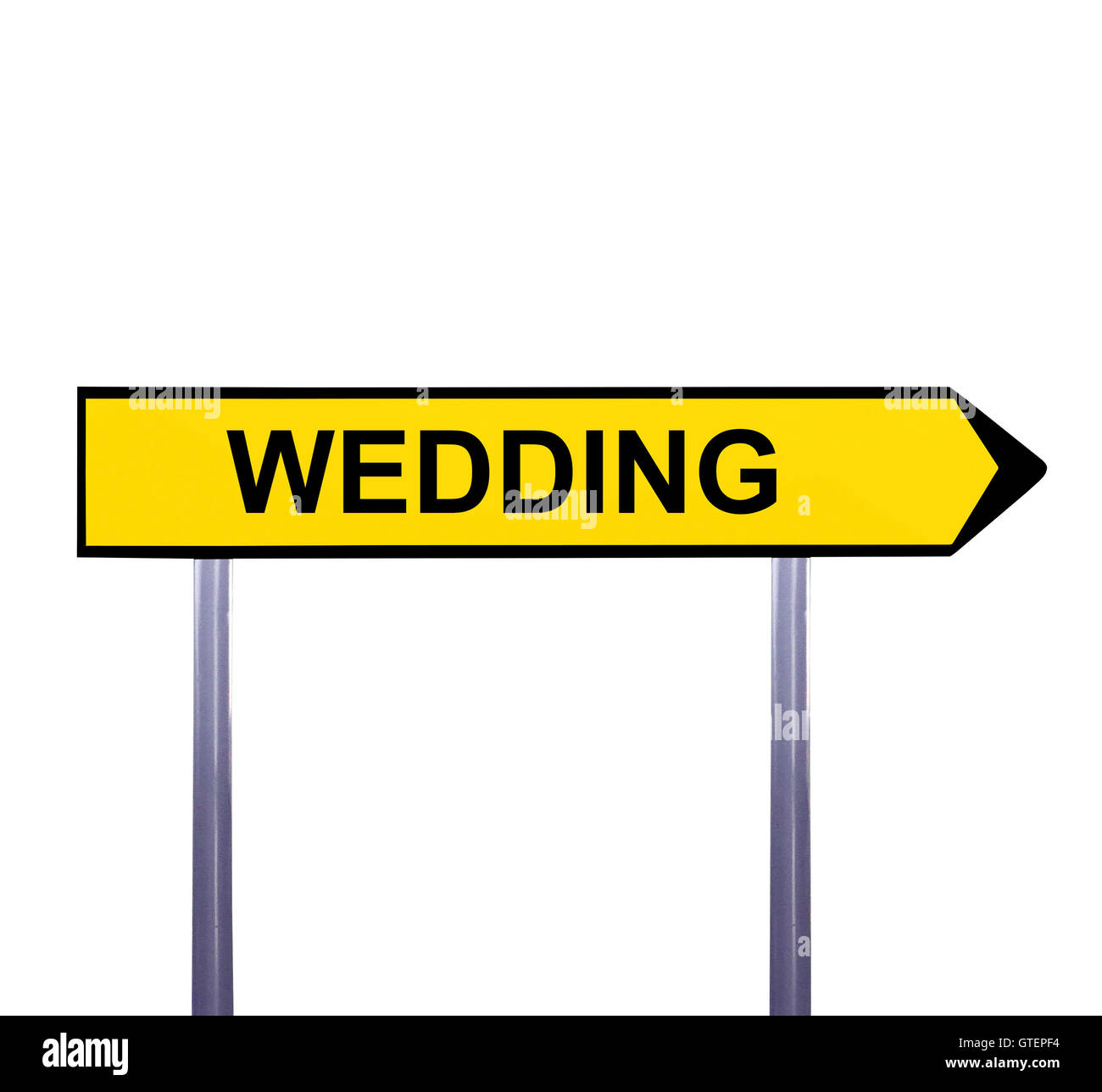 Conceptual arrow sign isolated on white - WEDDING Stock Photo