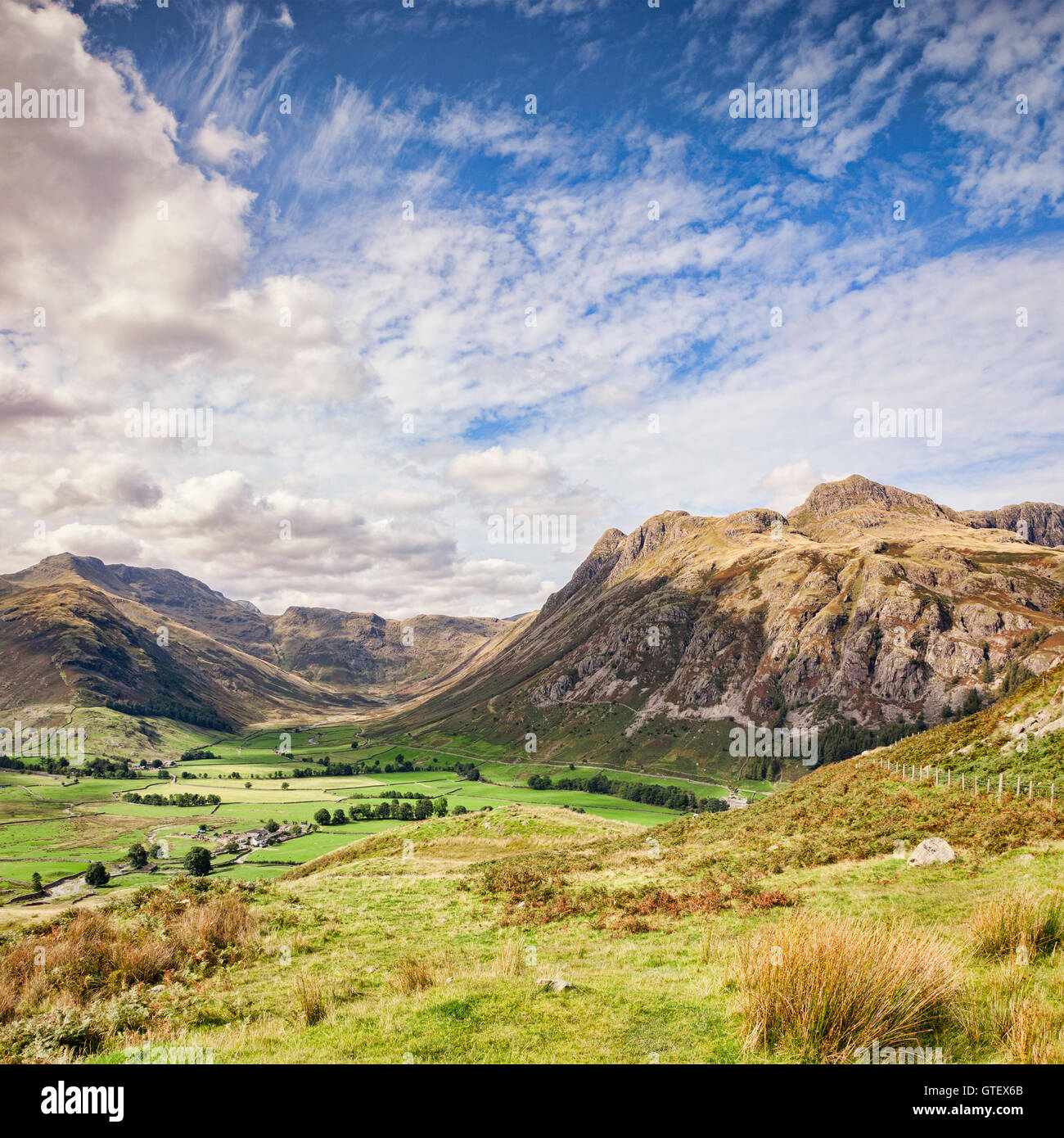 View of Upper Langdale in the Lake District, Cumbria, England, UK. Stock Photo