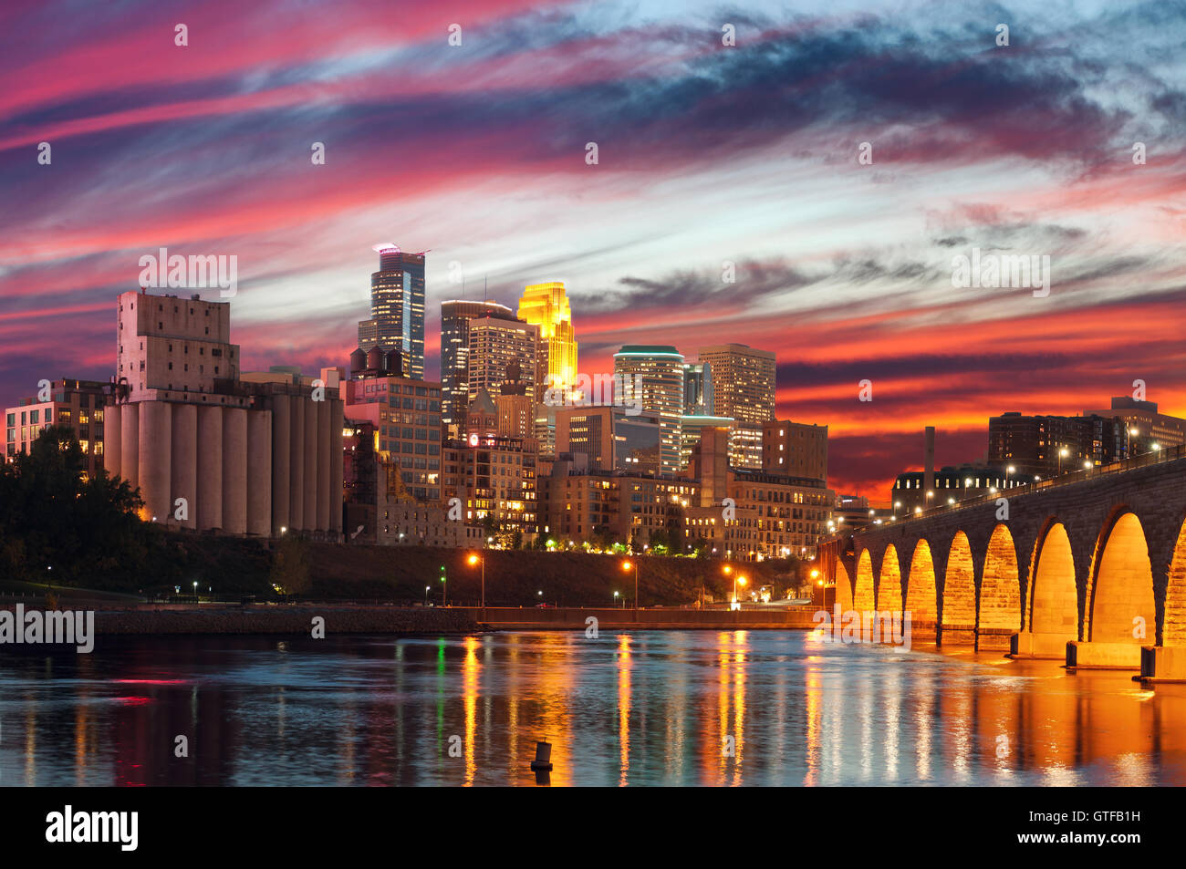 Minneapolis. Image of Minneapolis downtown at twilight. Stock Photo