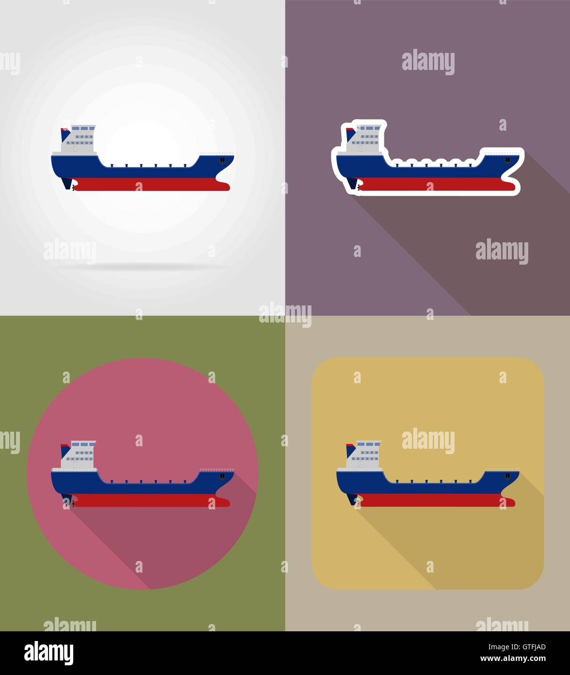 cargo ship flat icons vector illustration isolated on background Stock ...