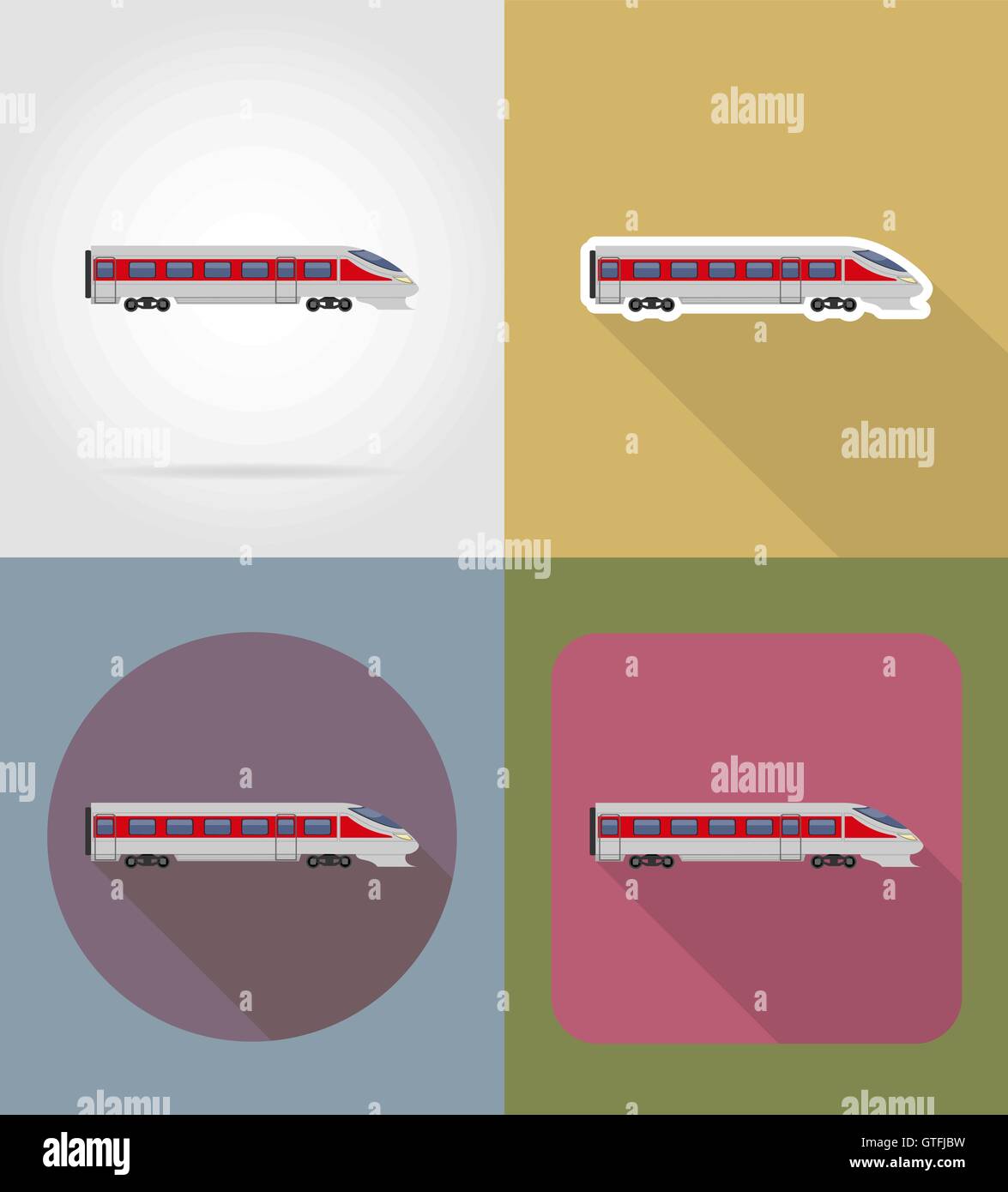 train flat icons vector illustration isolated on background Stock ...
