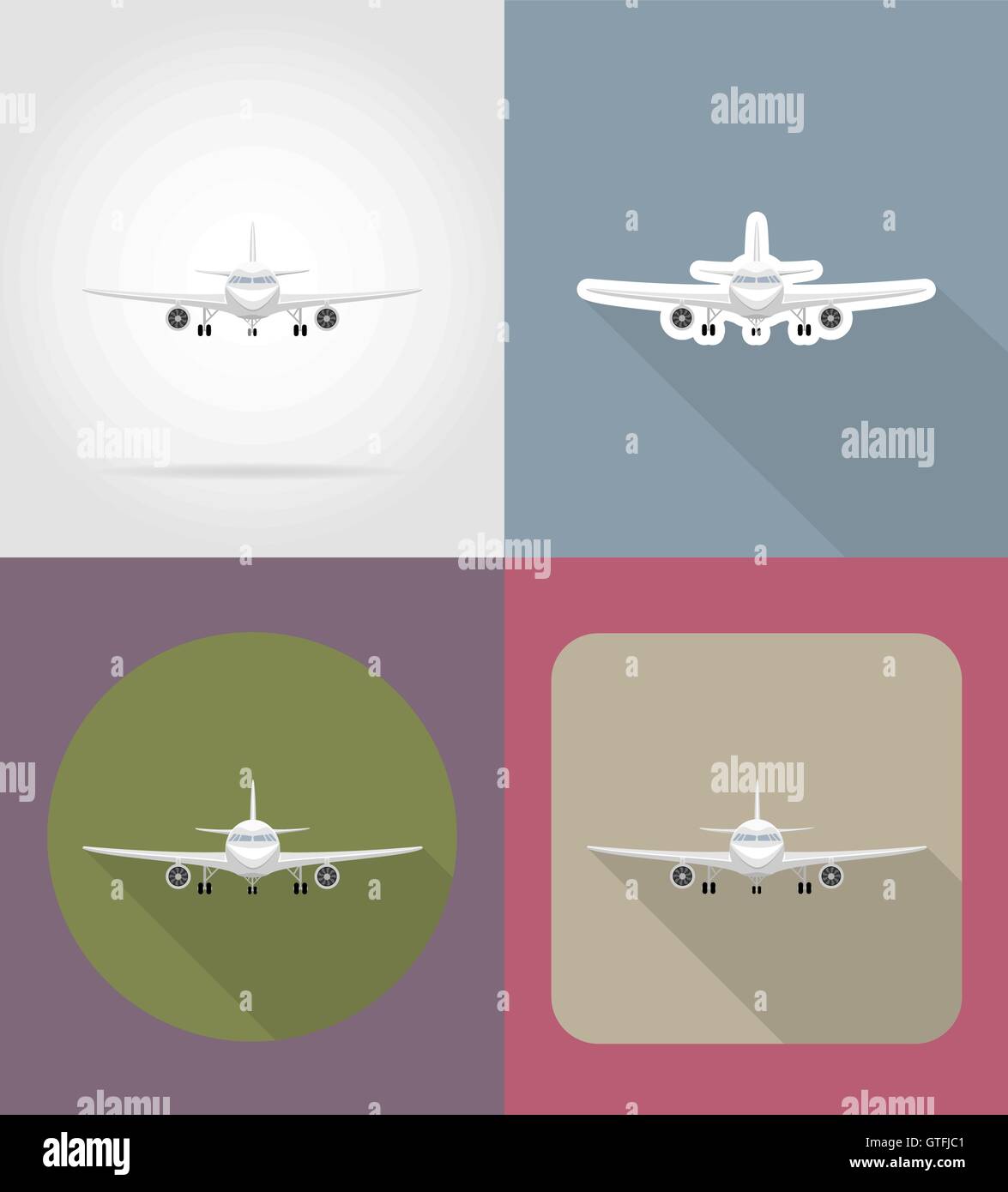 airplane flat icons vector illustration isolated on background Stock ...