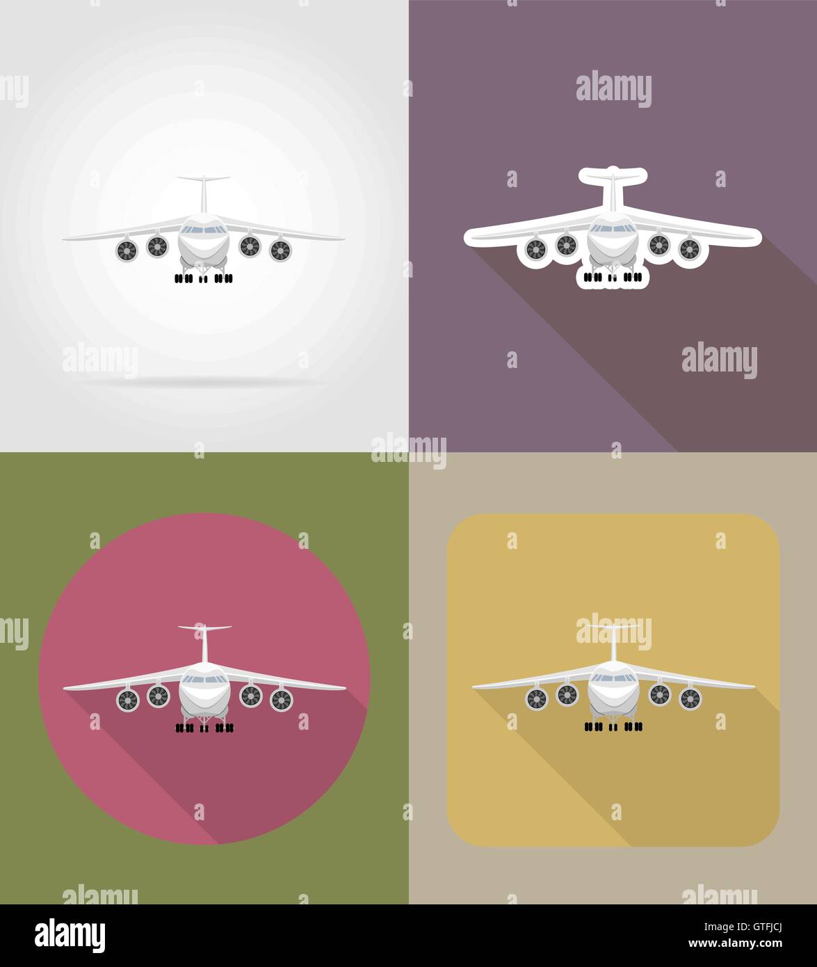 airplane flat icons vector illustration isolated on background Stock ...