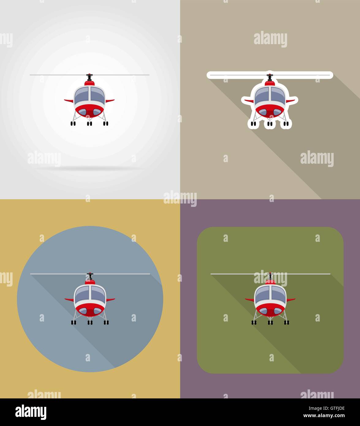 helicopter flat icons vector illustration isolated on background Stock ...