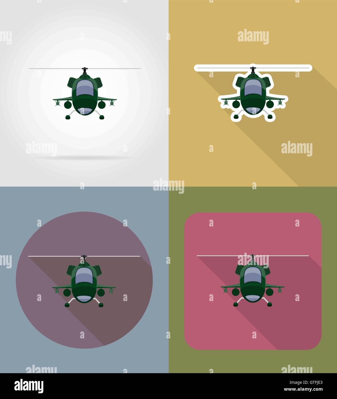 helicopter flat icons vector illustration isolated on background Stock ...