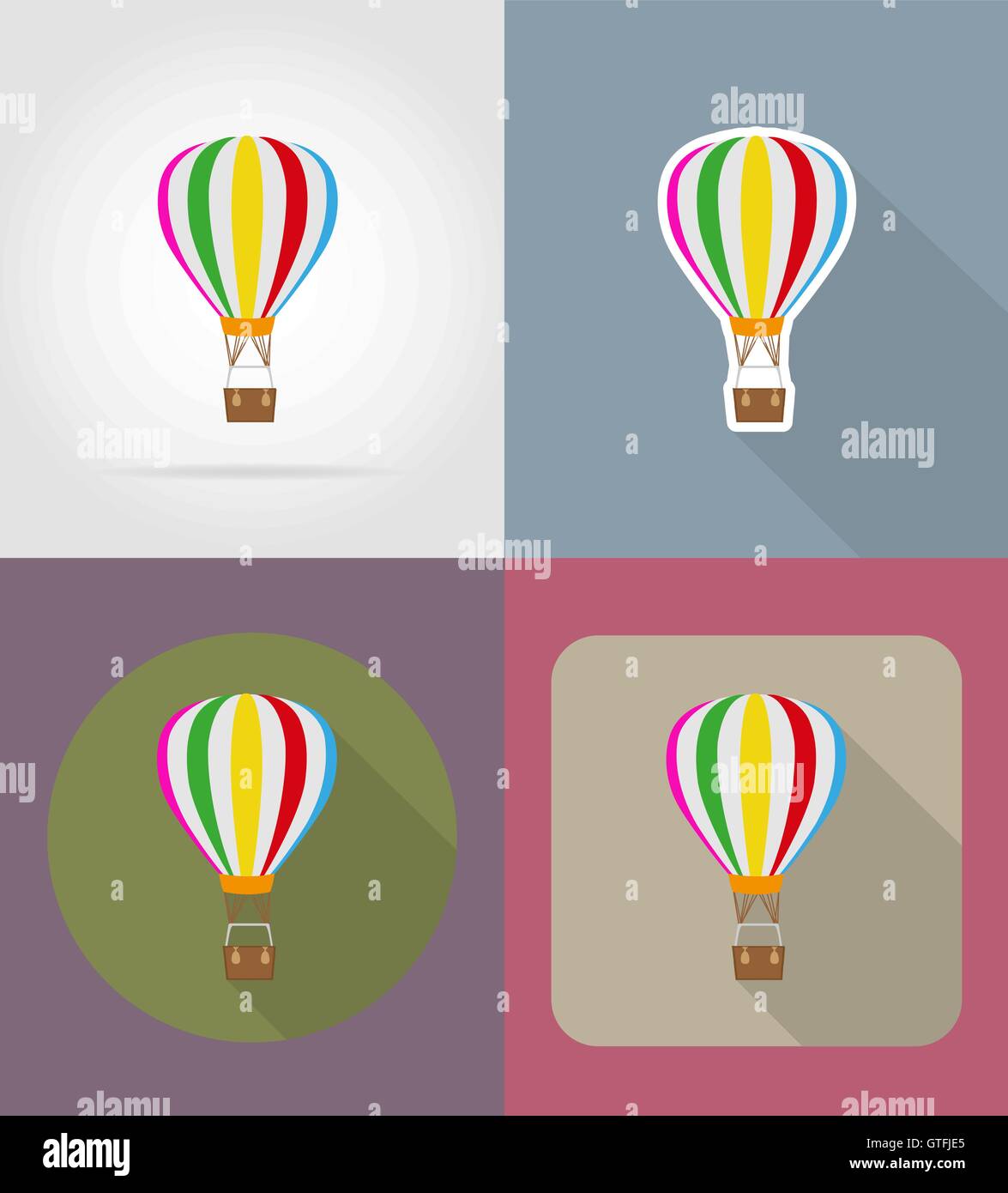 air balloon flat icons vector illustration isolated on background Stock Vector