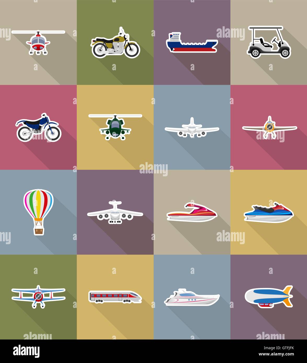 transport flat icons vector illustration isolated on background Stock ...