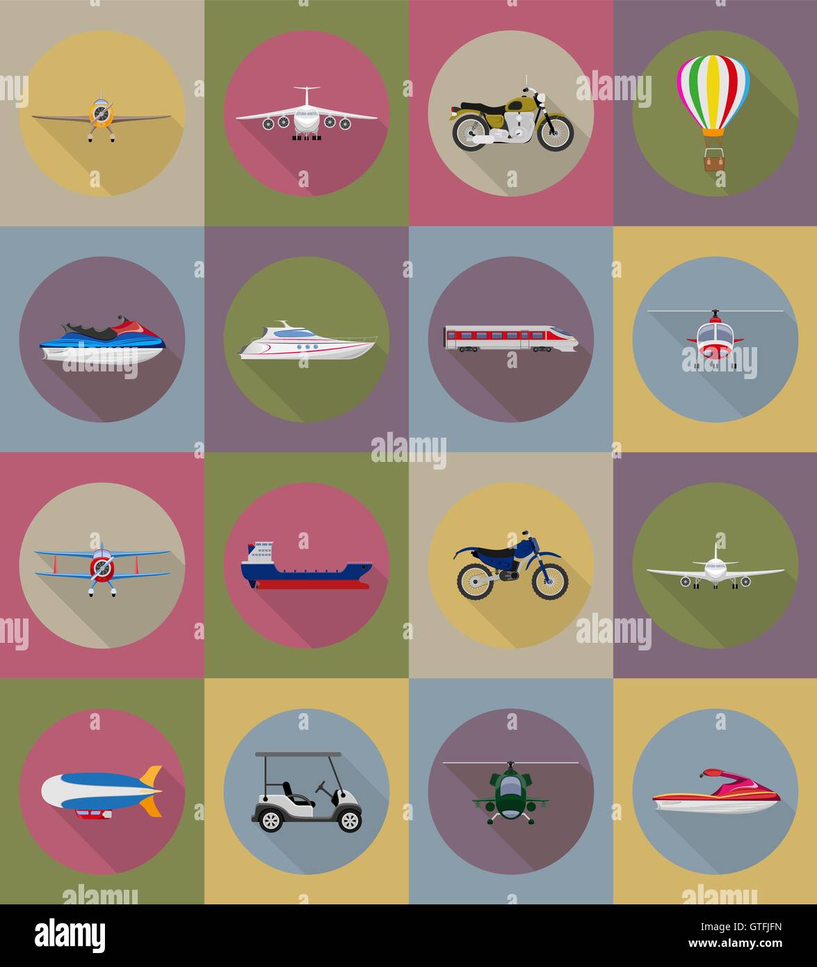 transport flat icons vector illustration isolated on background Stock ...