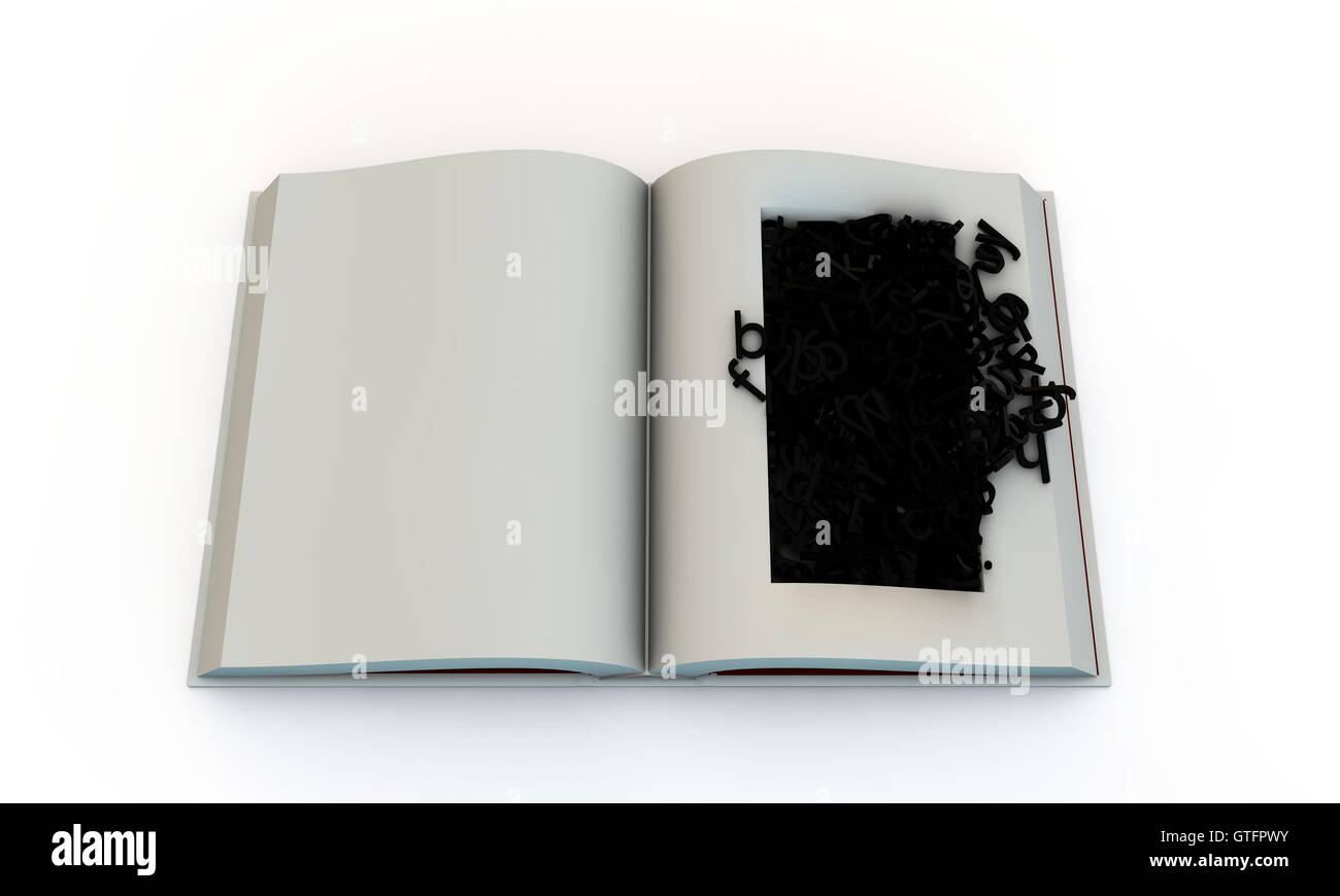 open book with letters Stock Photo - Alamy