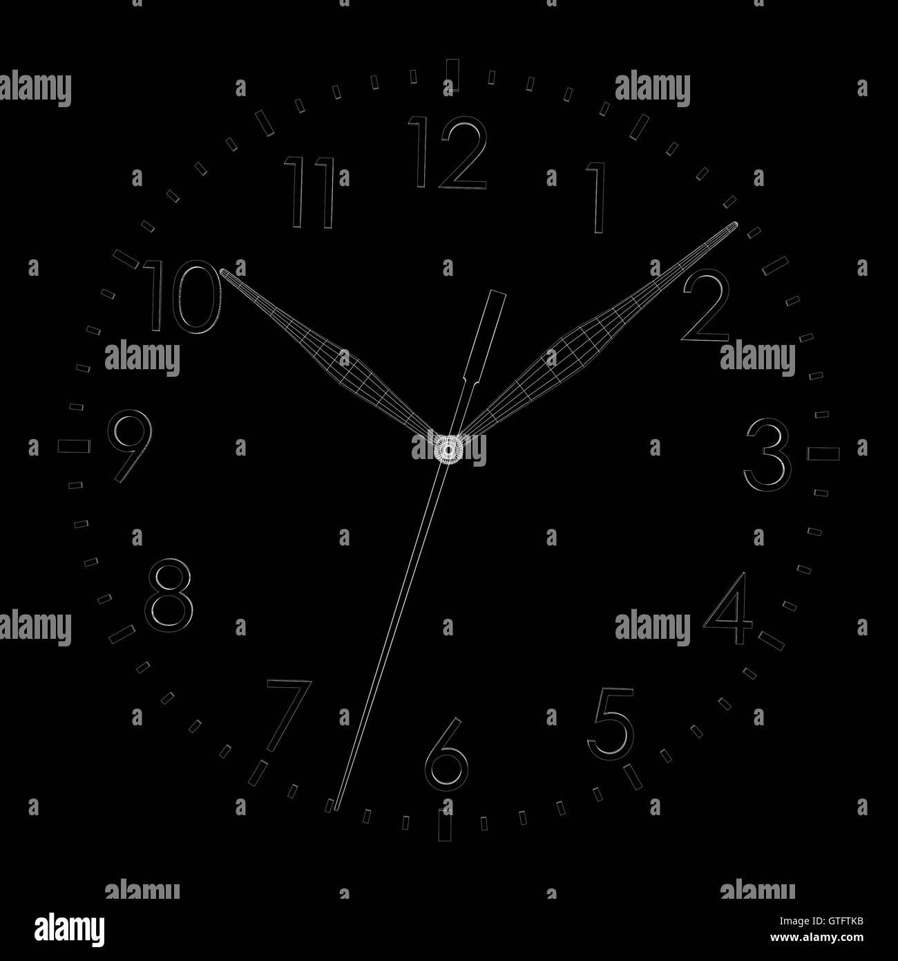Clock face. Wire-frame render Stock Photo - Alamy