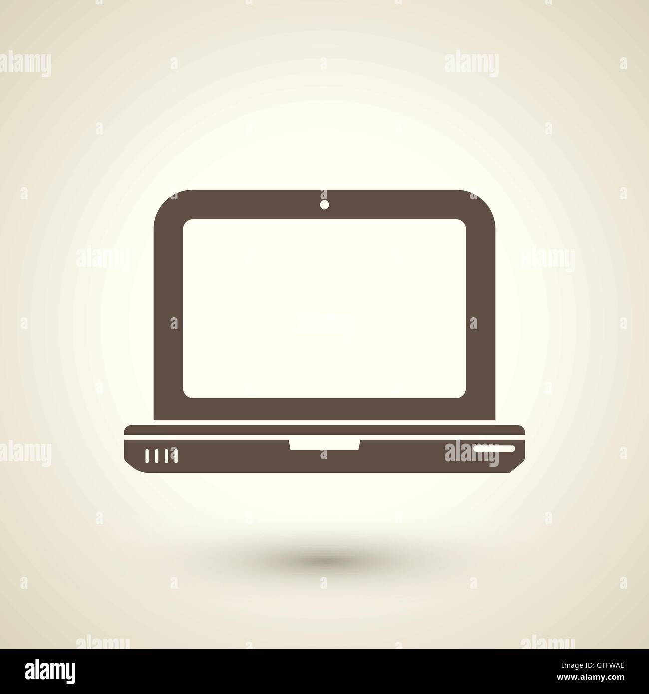 retro style laptop icon isolated on brown background Stock Vector