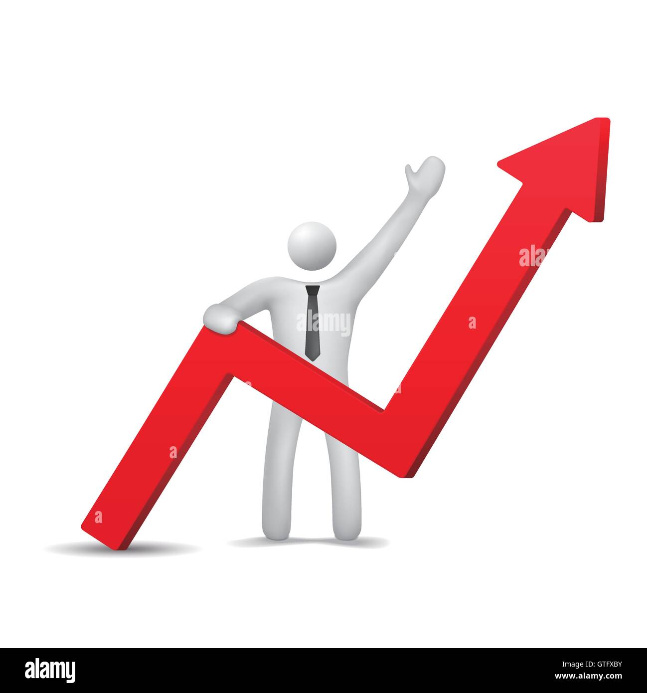 3d businessman with red up arrow isolated on white background Stock ...