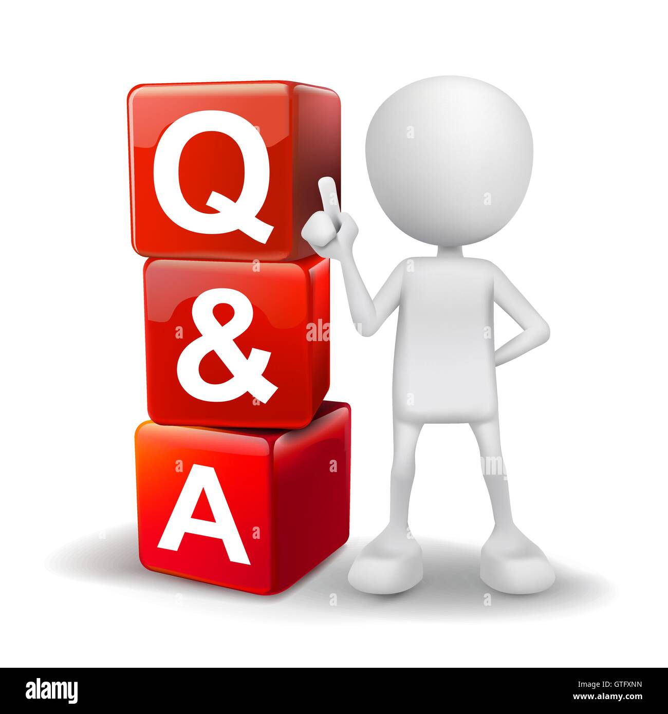 3d illustration of person with word Q&A cubes Stock Vector Image & Art ...