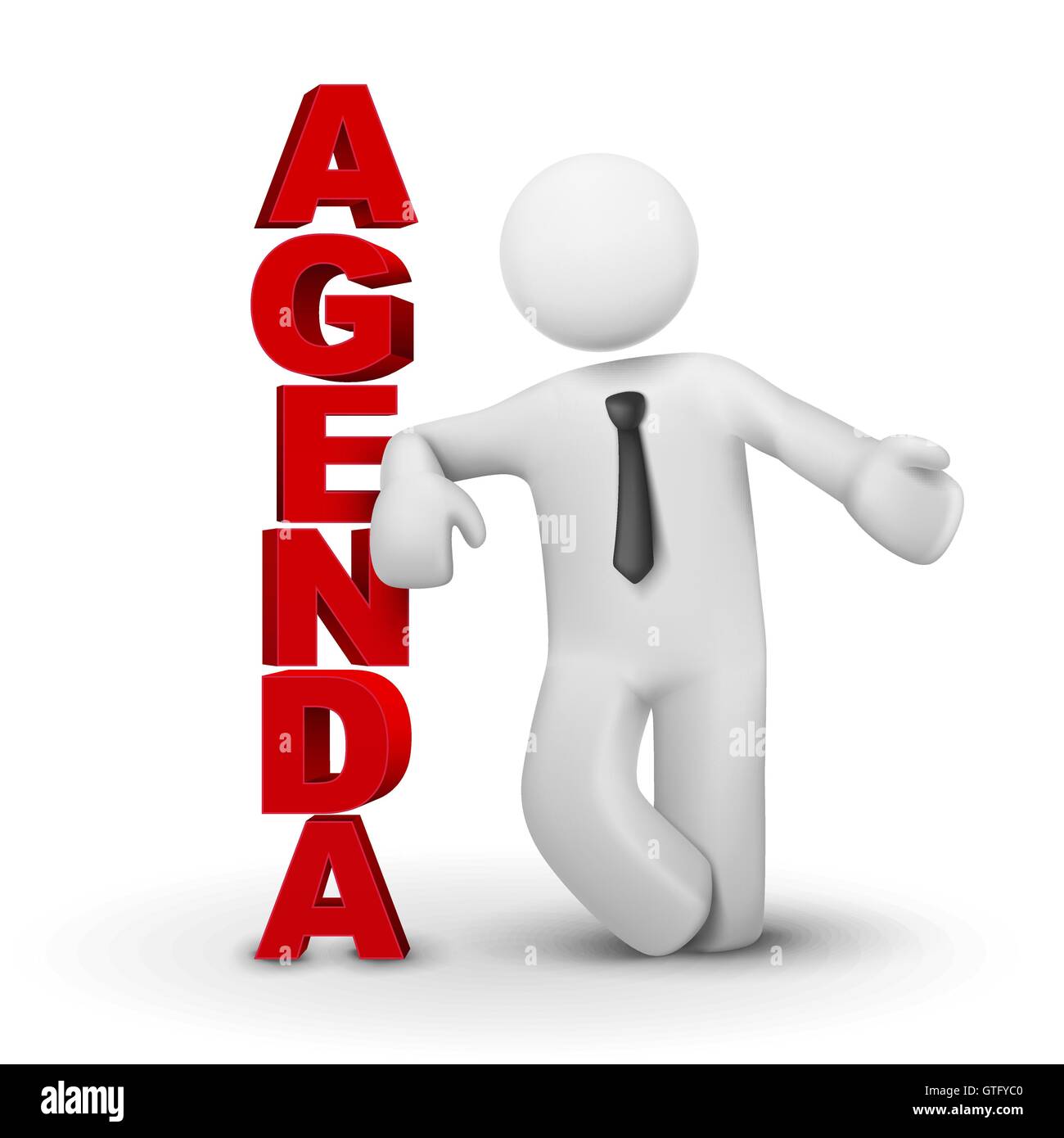3d business man presenting concept of agenda isolated white