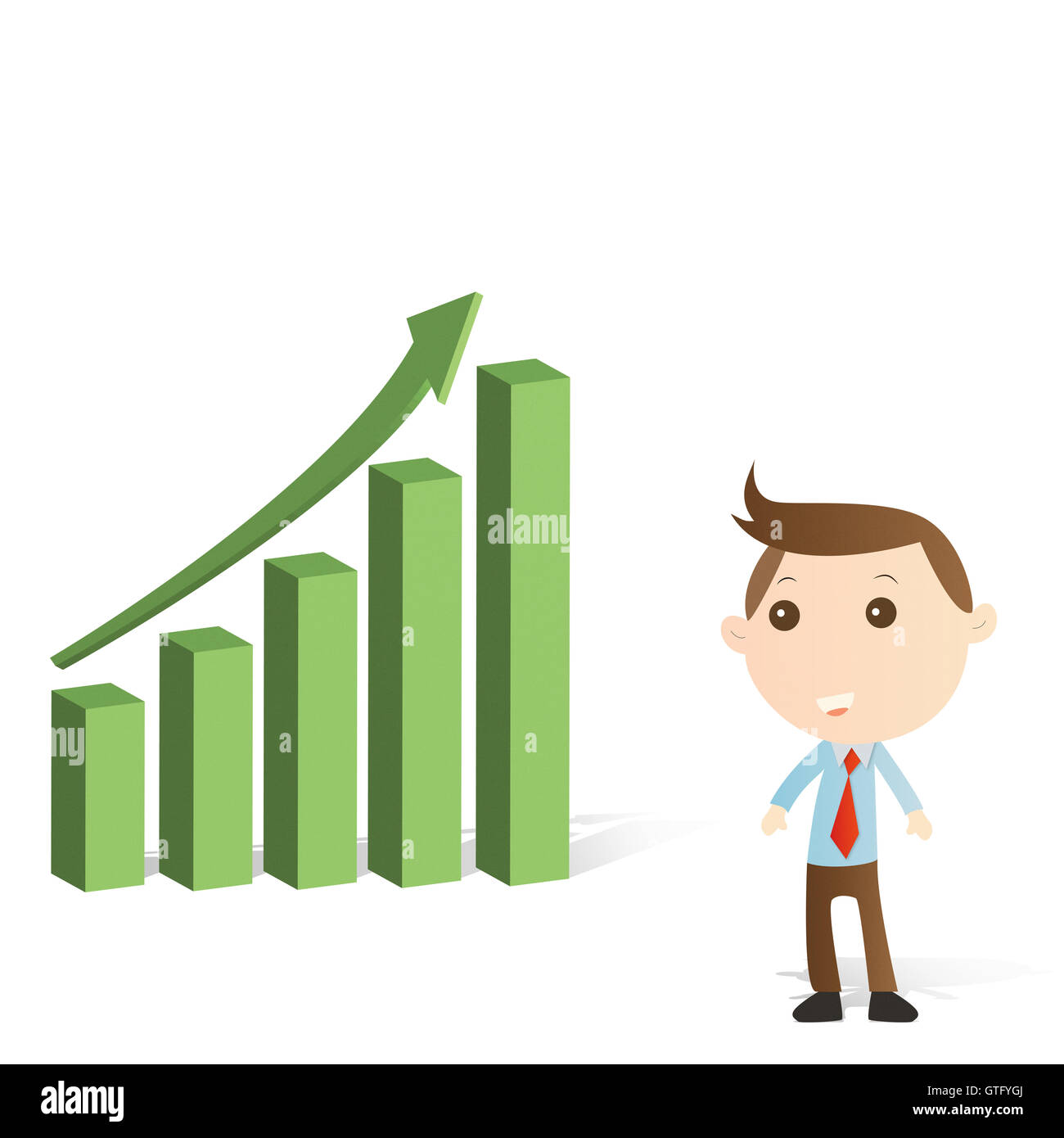 Businessman with graph on white background Stock Photo - Alamy
