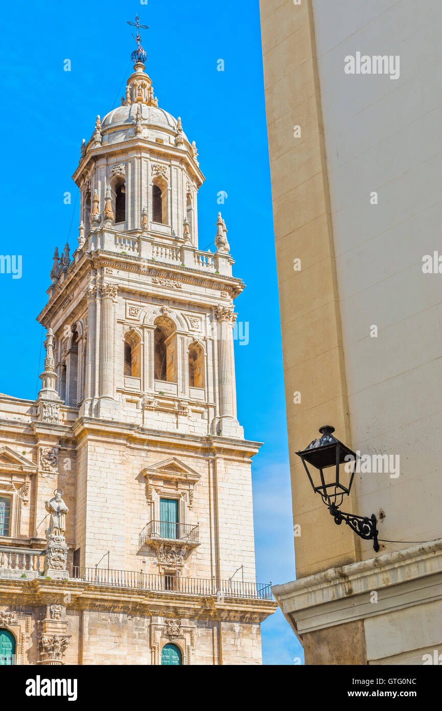 Tower of catholic cathedral in Jaen, Andalusia, Spain Stock Photo