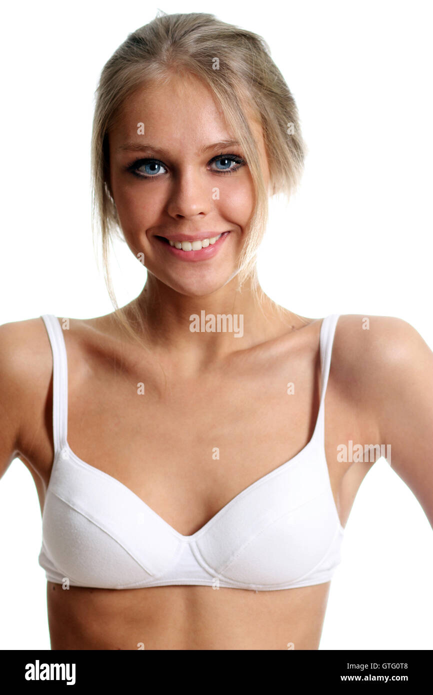 Portrait of beautiful woman in white shirt Stock Photo