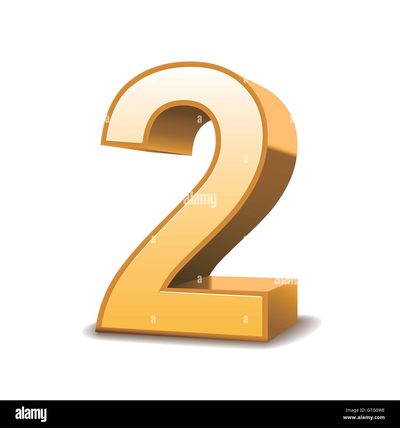 3d shiny golden number 2 on white background Stock Vector Image & Art