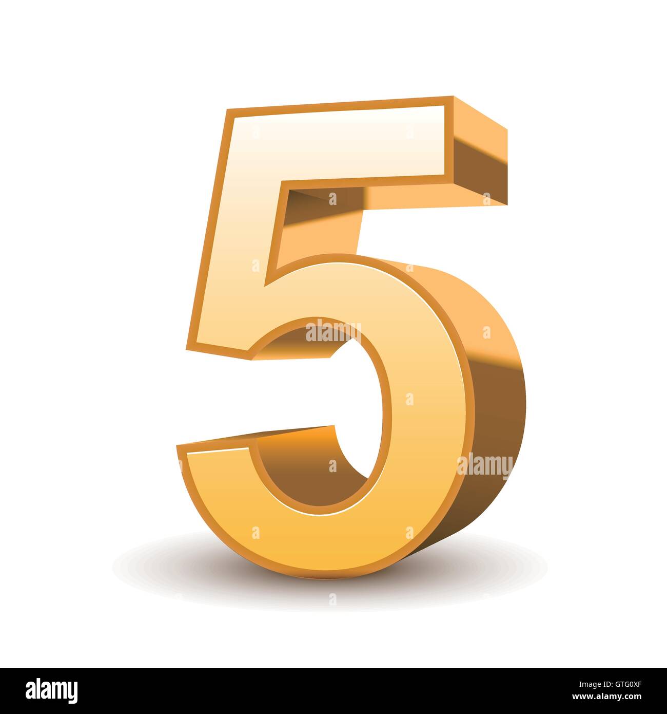 3d shiny golden number 5 on white background Stock Vector Image & Art ...