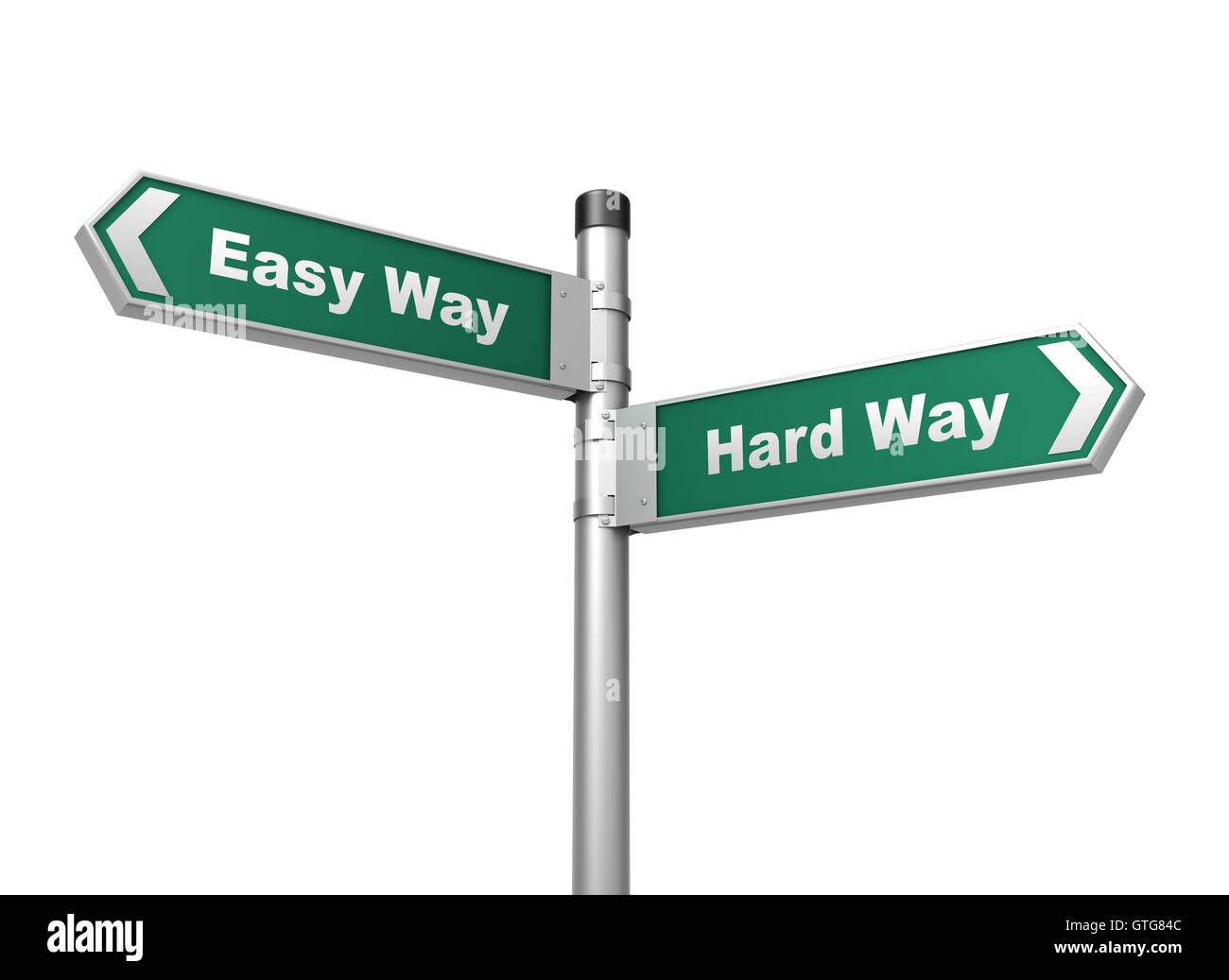 easy hard way road sign 3d illustration Stock Photo Alamy