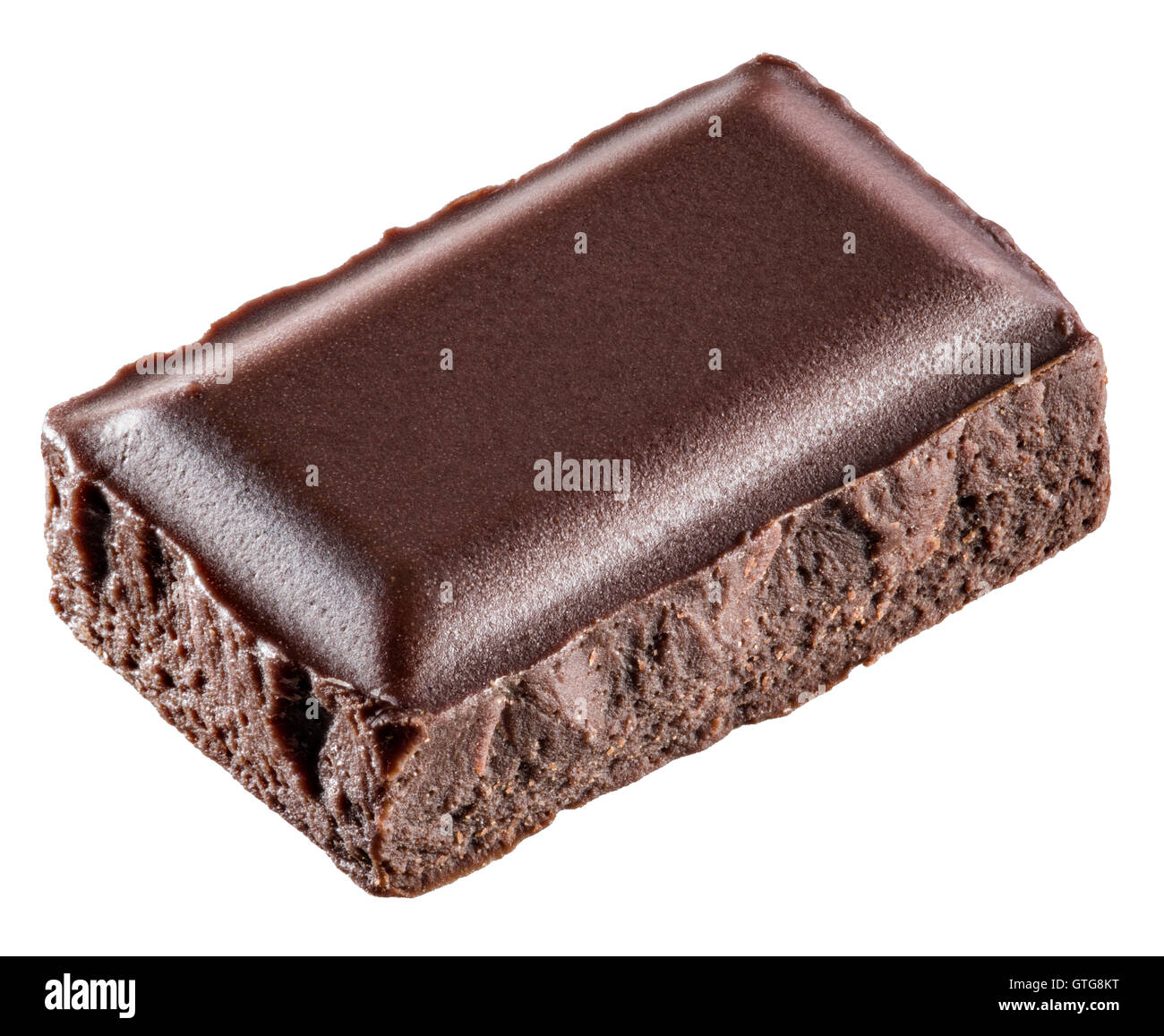 Piece of plain chocolate bar. File contains clipping paths. Stock Photo