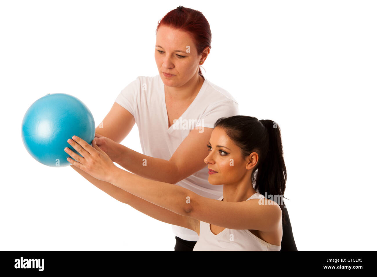 Physiotherapy therapist doing arm excercises for improving