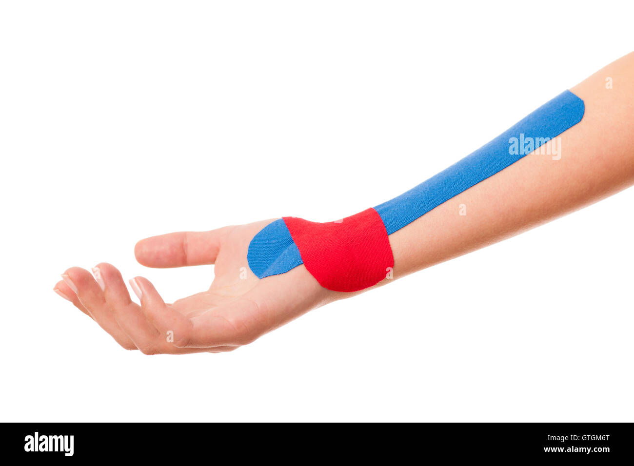 Arm stabilised with kinesotape after injury Stock Photo Alamy