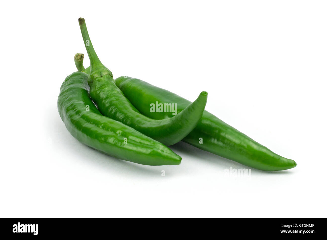 Hot green pepper/s isolated on white background. Clipping path included in jpeg. Stock Photo