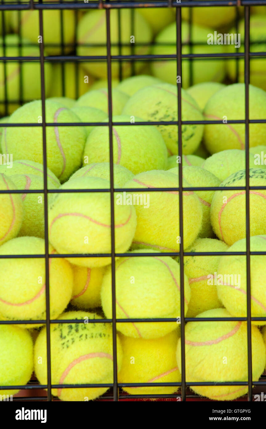 Practise Tennis Balls in the Basket Stock Photo