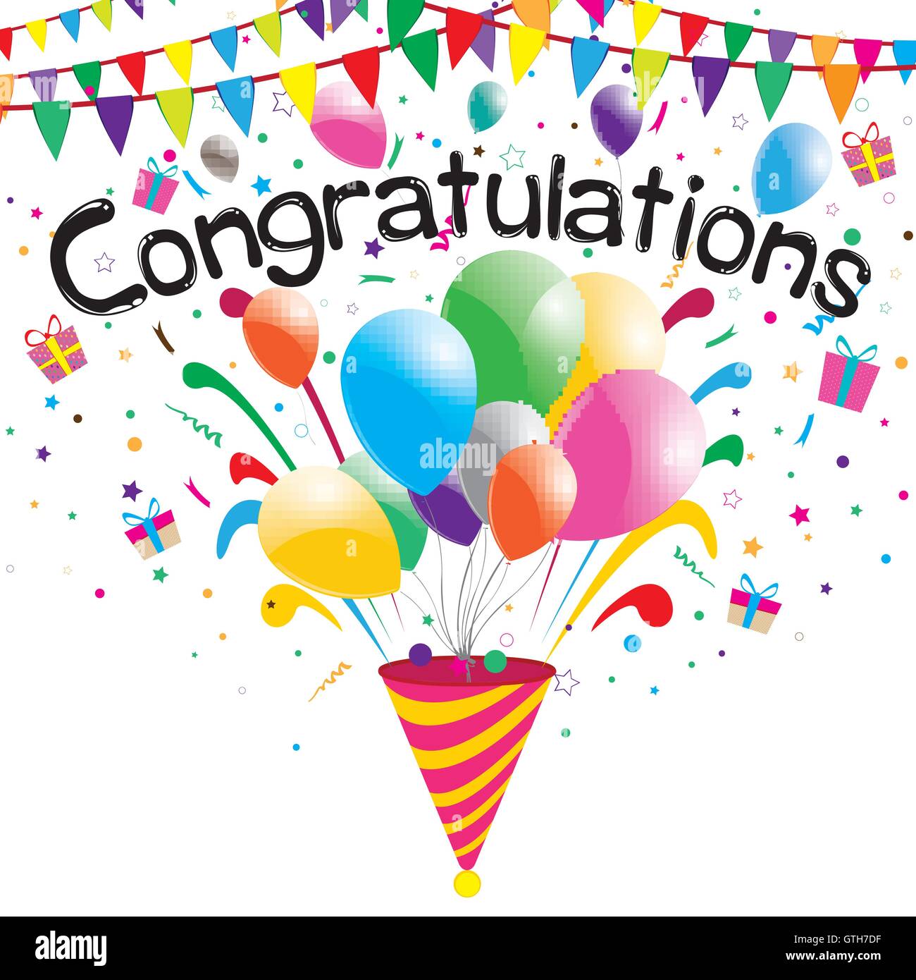congratulations, confetti, background, vector, celebration, balloons
