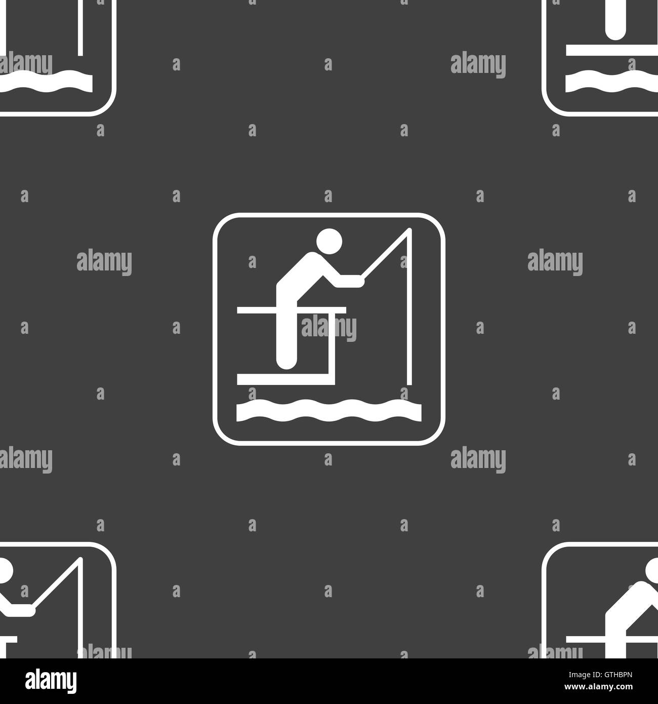 fishing sign. Seamless pattern on a gray background. Vector Stock ...