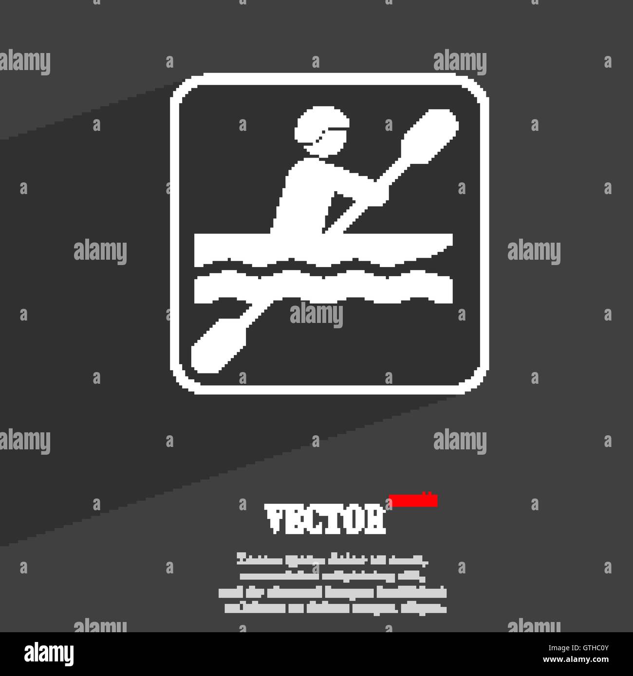 canoeing symbol Flat modern web design with long shadow and space for