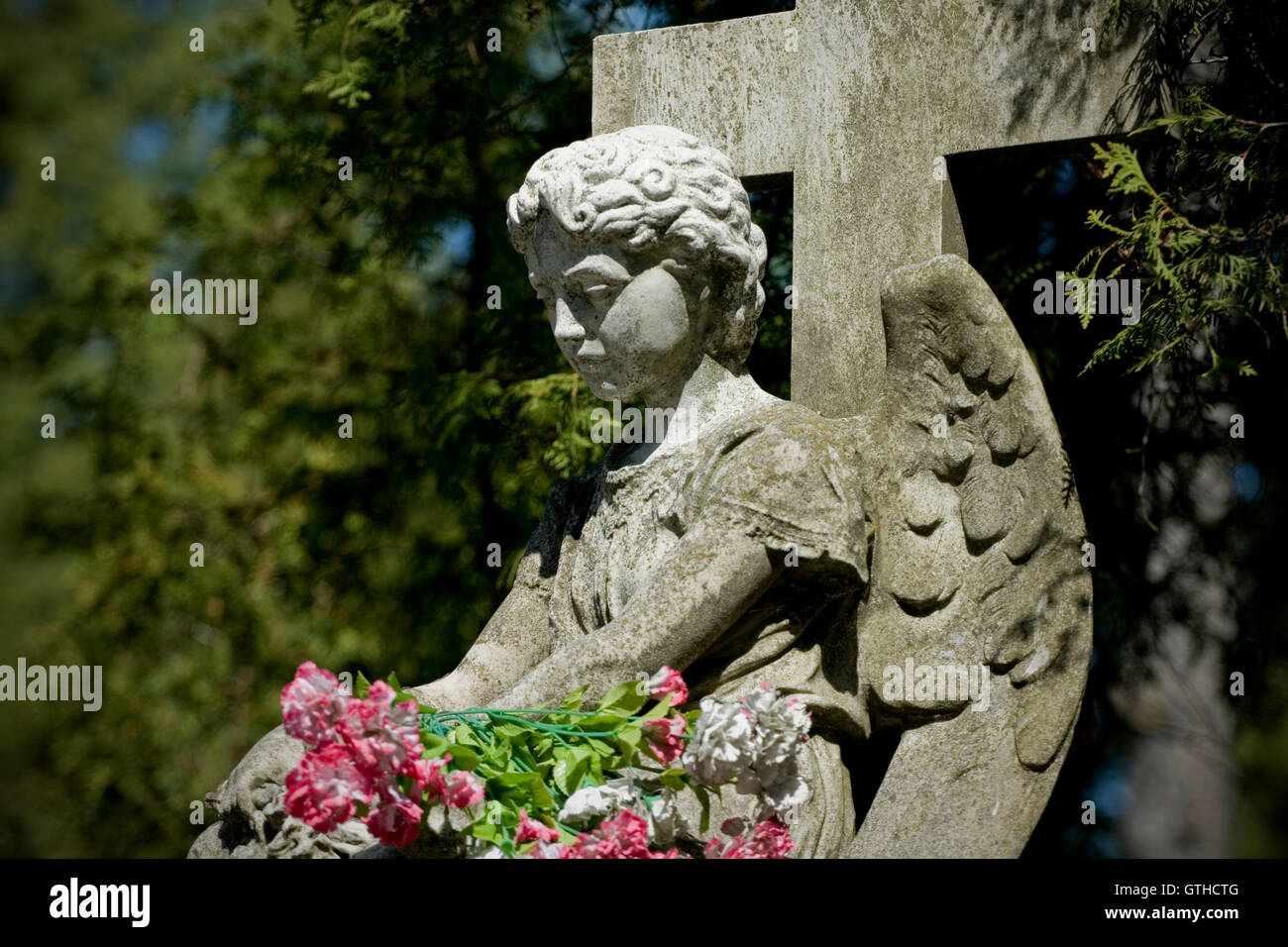 Old cemetery angel sculpture made of stone Stock Photo - Alamy