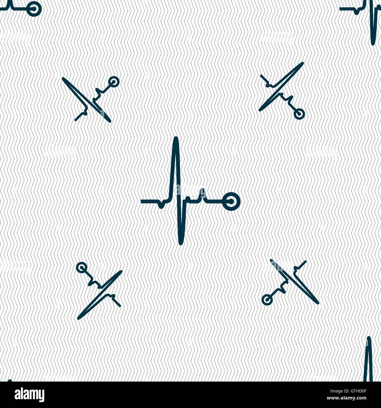 Heartbeat sign. Seamless pattern with geometric texture. Vector Stock Vector