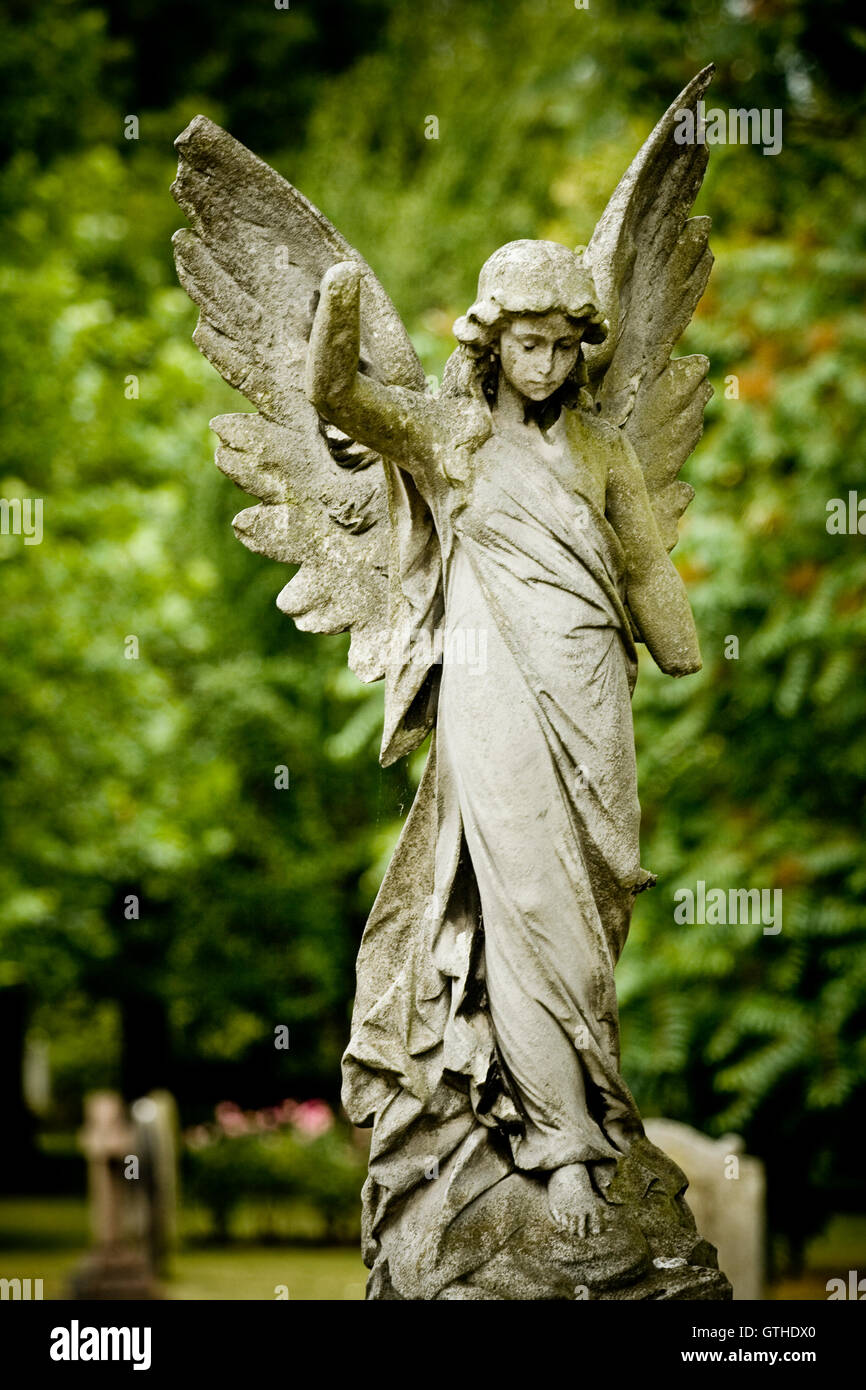 Old cemetery angel sculpture made of stone Stock Photo - Alamy