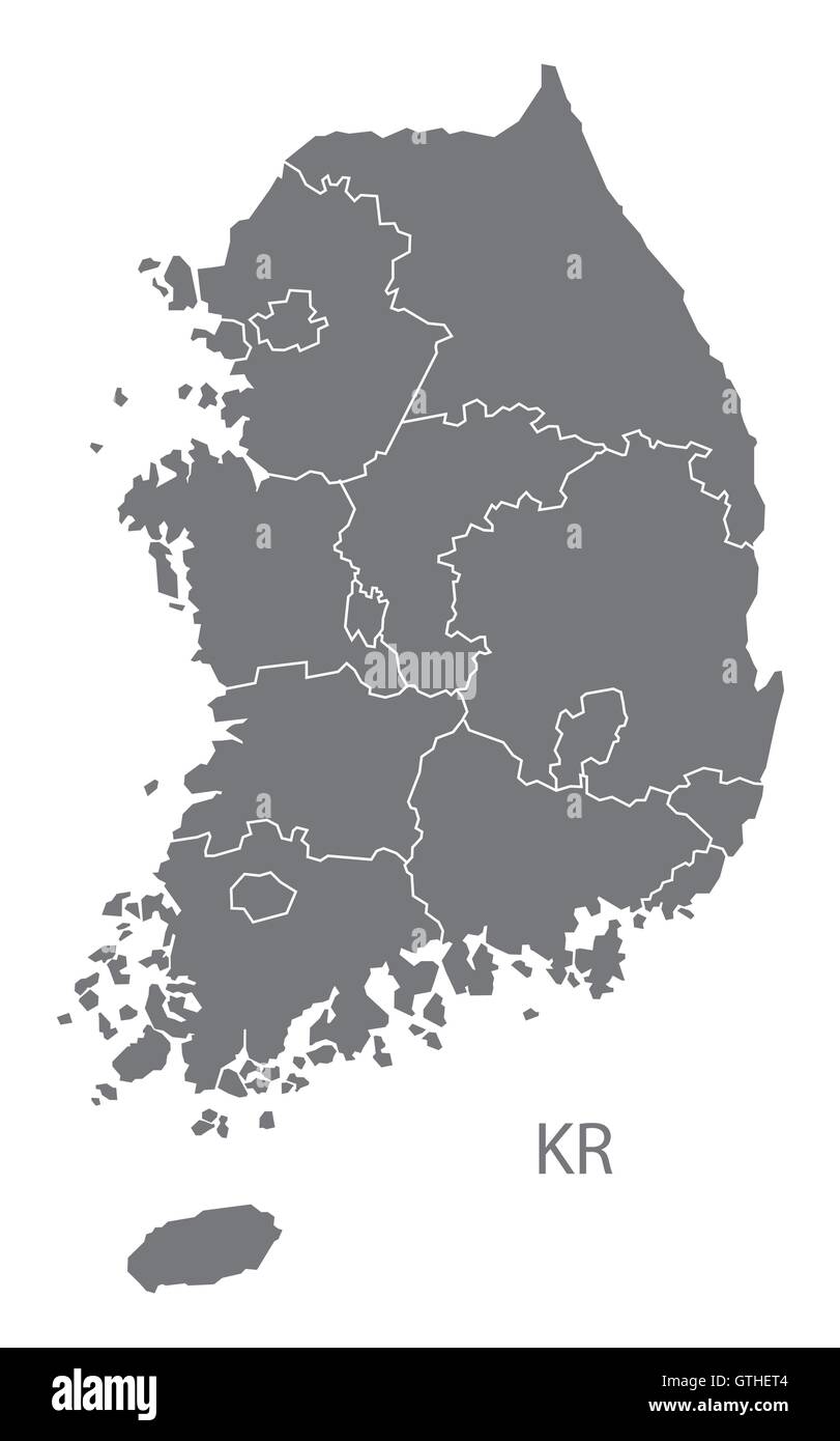South Korea Map Vector South Korea Grey Map Vector Stock Vector Image & Art - Alamy