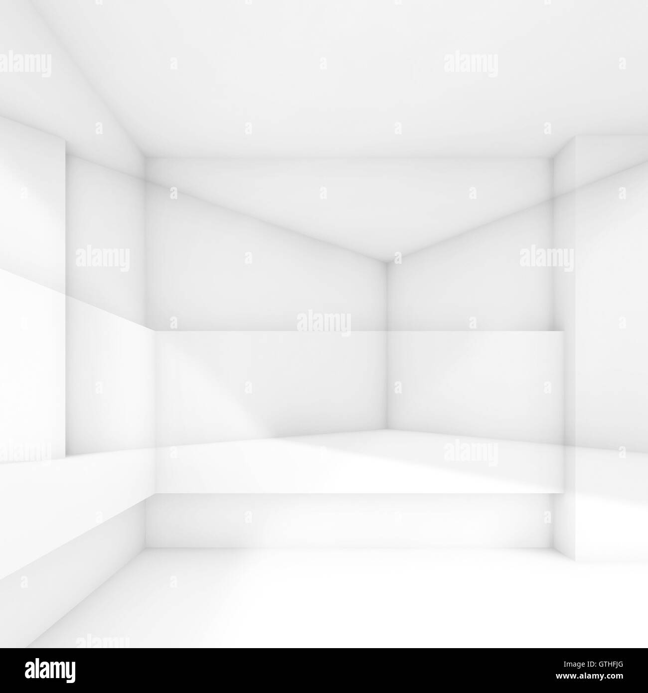 Abstract white room, contemporary square background. 3d render