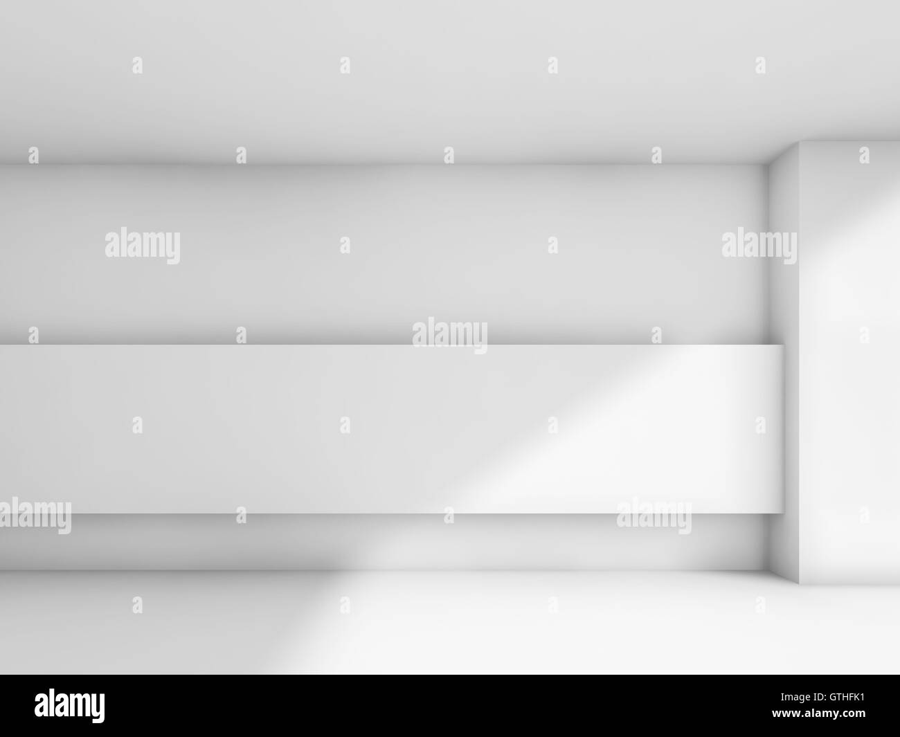 Abstract white empty room interior. 3d render illustration, studio with ...